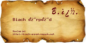 Biach Árpád névjegykártya